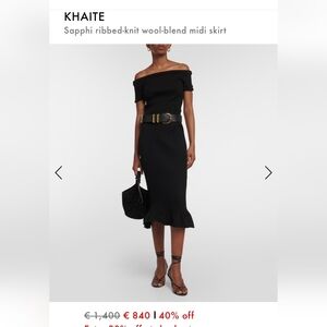 KHAITE Black Midi Skirt